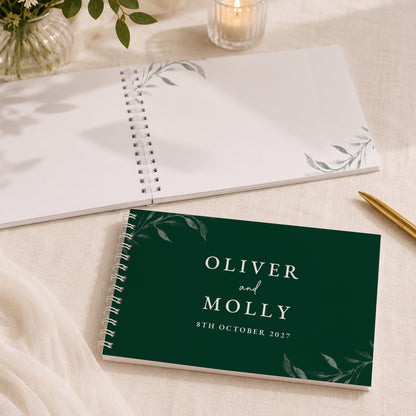 Personalised Botanical Evergreen Wedding Guest Book