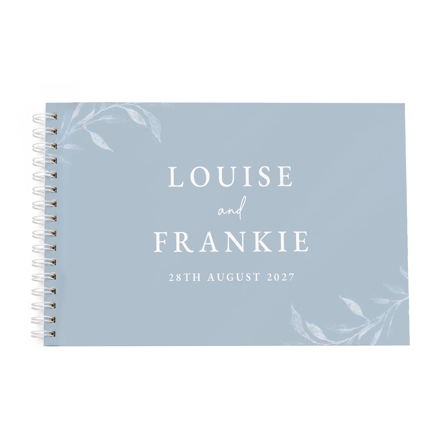 Personalised Botanical Baby Blue Wedding Guest Book
