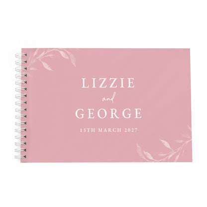 Personalised Botanical Soft Pink Wedding Guest Book
