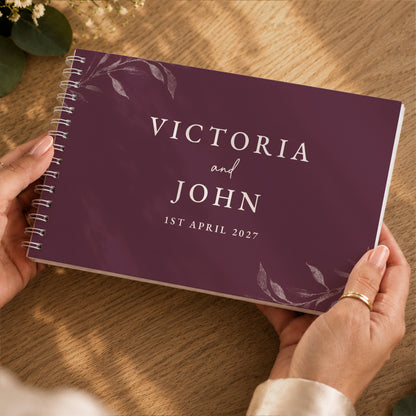 Personalised Botanical Plum Wedding Guest Book