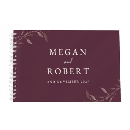 Personalised Botanical Plum Wedding Guest Book