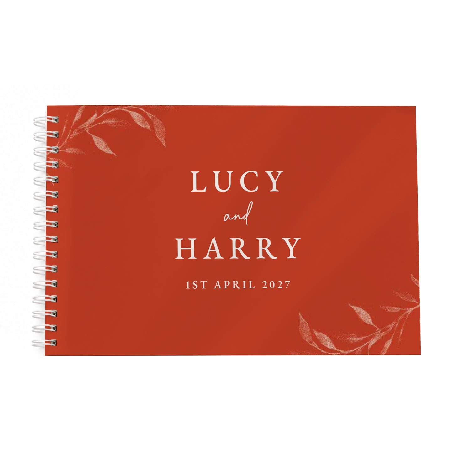 Personalised Botanical Burnt Orange Wedding Guest Book
