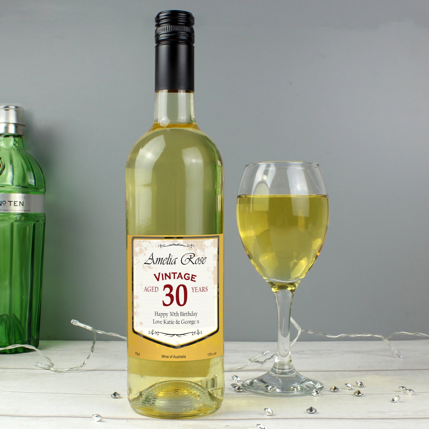 Personalised White Wine Vintage Age Label