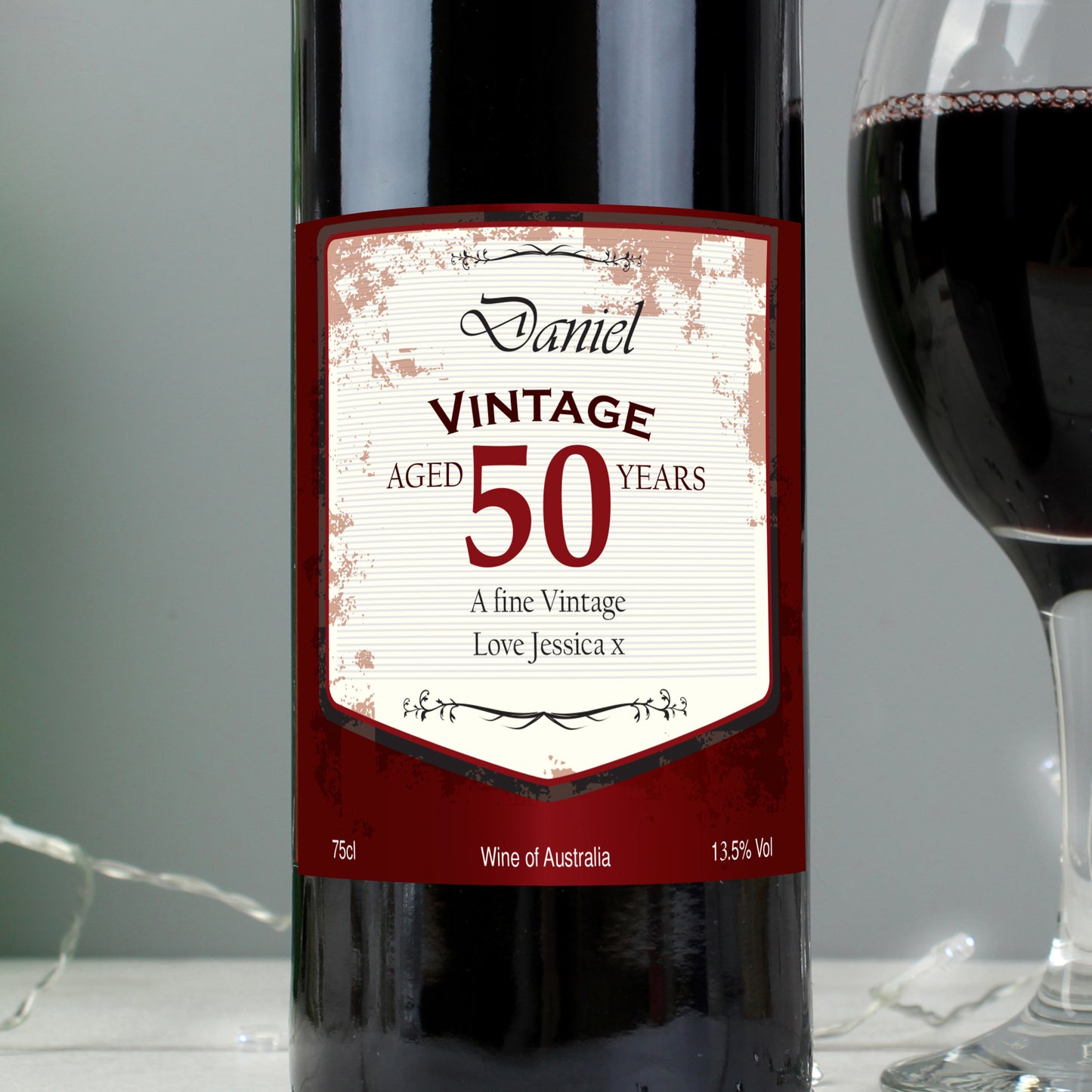 Personalised Red Wine Vintage Age Label