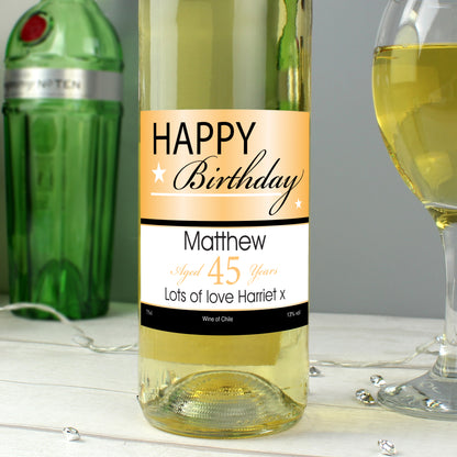 Personalised Happy Birthday White Wine