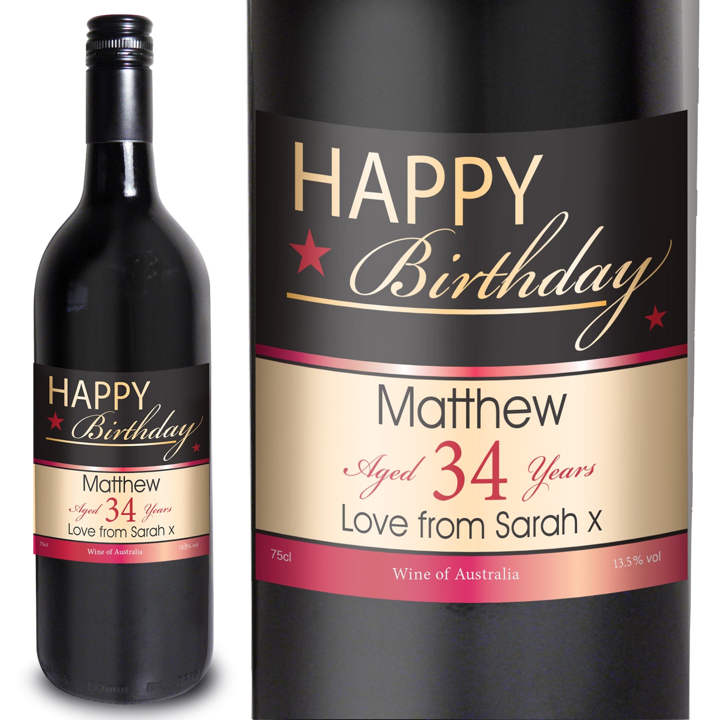 Personalised Happy Birthday Red Wine