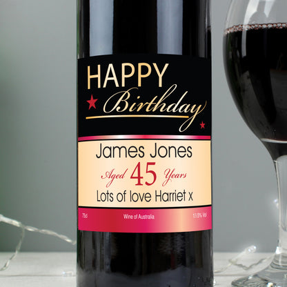 Personalised Happy Birthday Red Wine