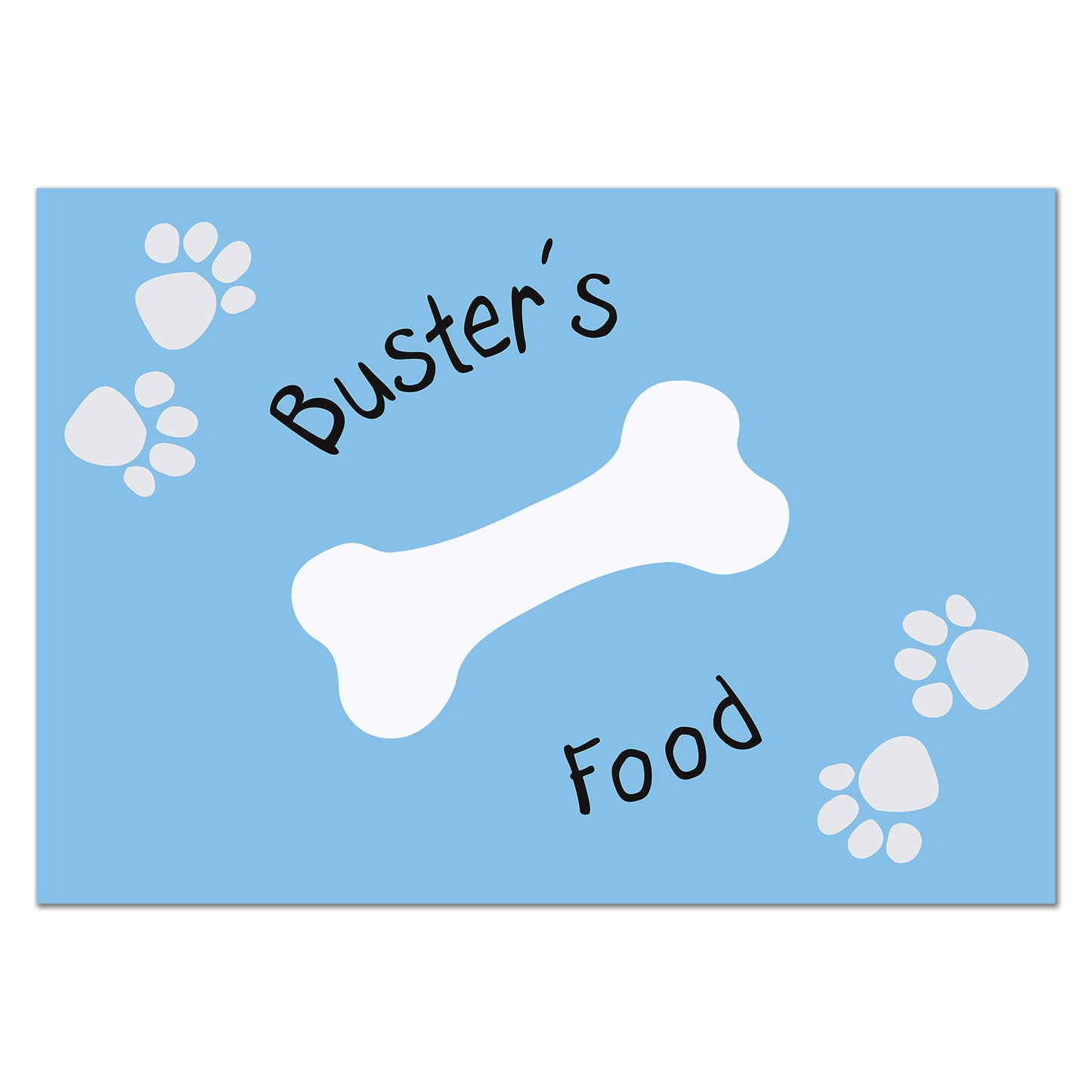 Personalised Blue Paw Print Dog Pet Bowl Mat