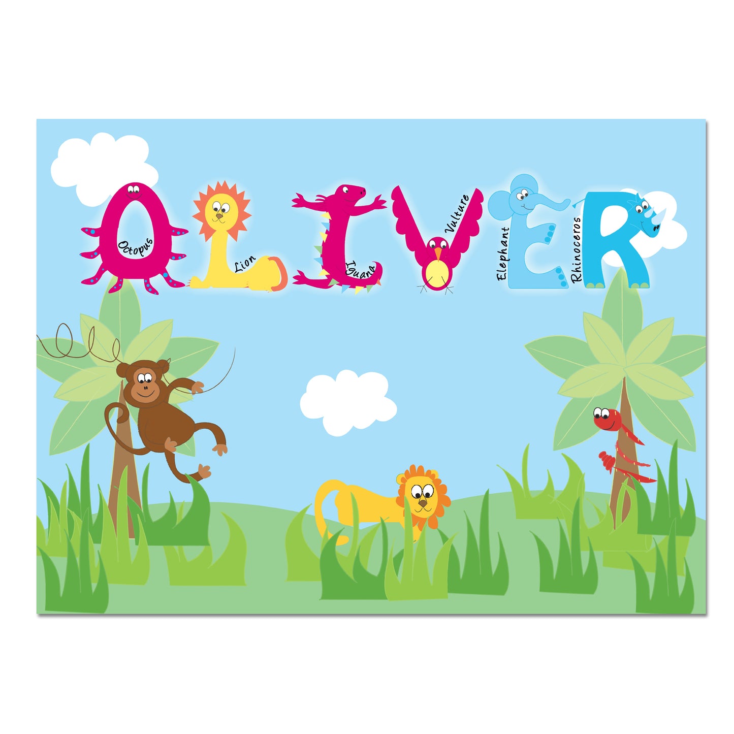 Personalised Blue Animal Alphabet Placemat