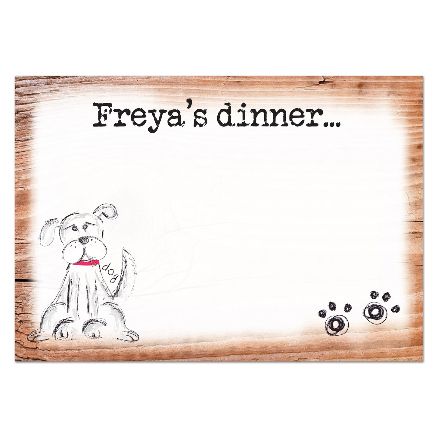 Personalised Scribble Dog Pet Bowl Mat