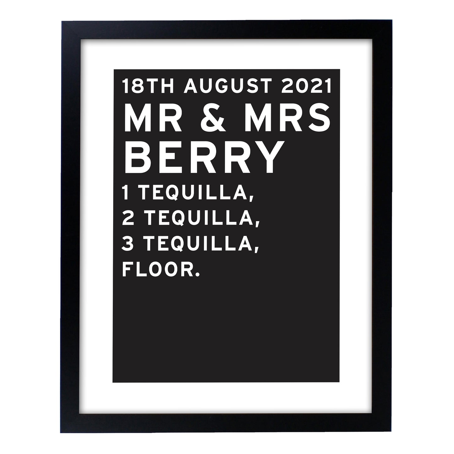 Personalised Typography Black Framed Print