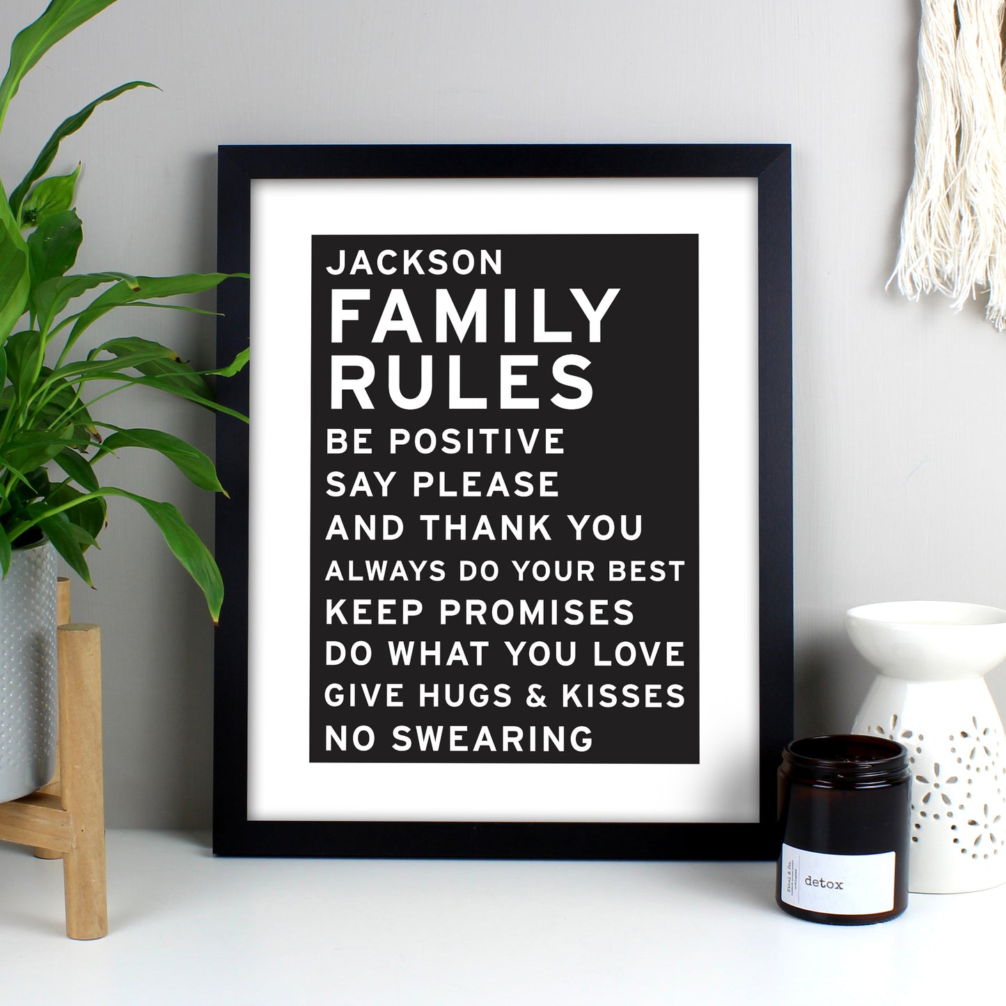 Personalised Typography Black Framed Print