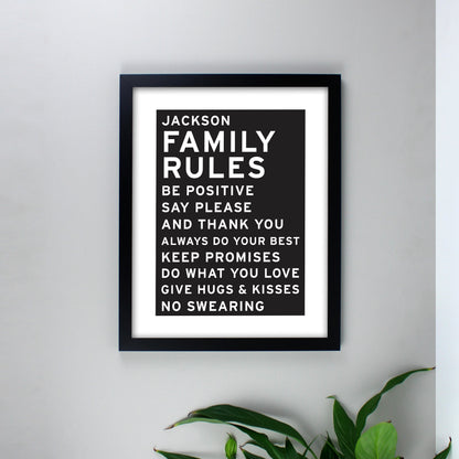 Personalised Typography Black Framed Print