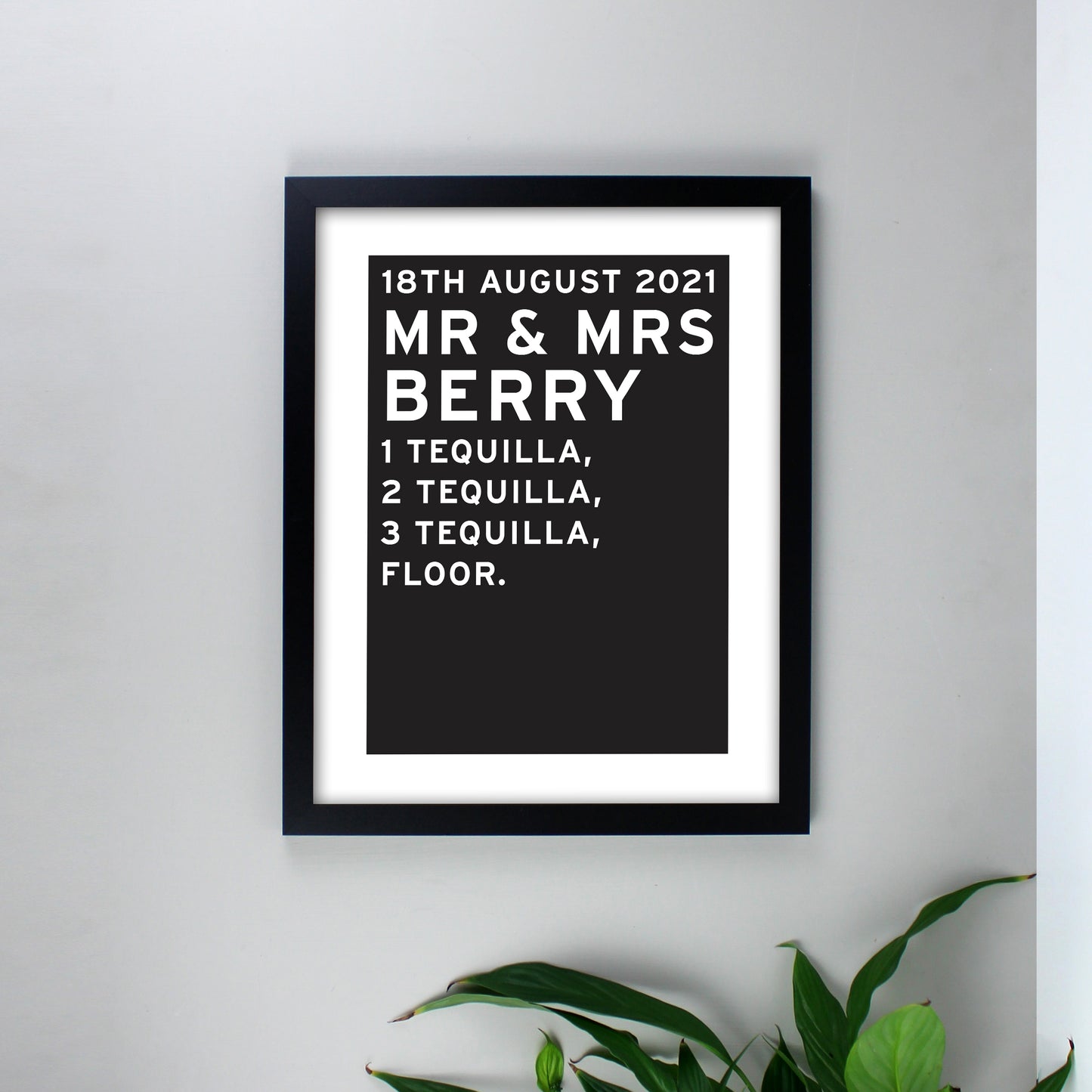 Personalised Typography Black Framed Print