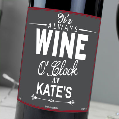 Personalised Wine O'Clock Red Wine