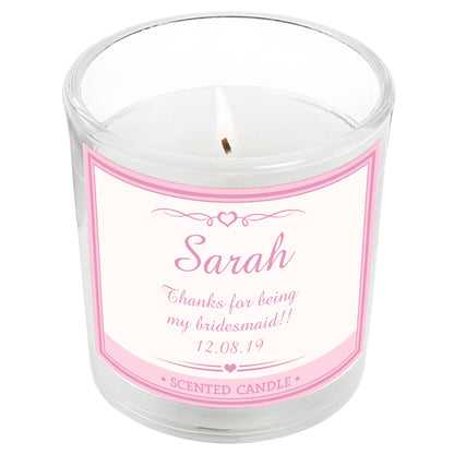 Personalised Pink Elegant Scented Jar Candle