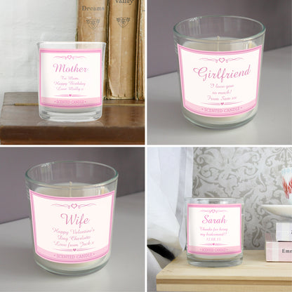 Personalised Pink Elegant Scented Jar Candle