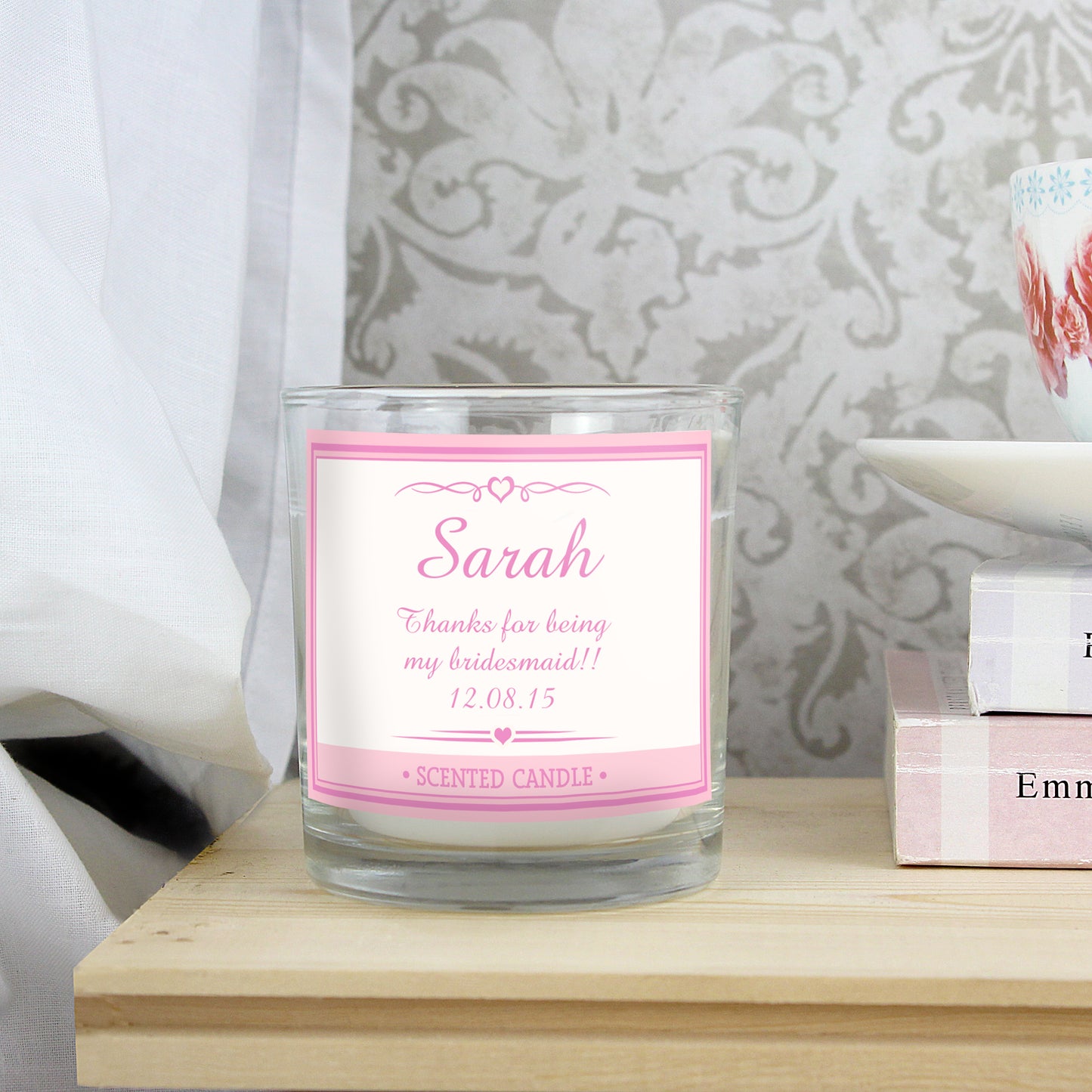 Personalised Pink Elegant Scented Jar Candle