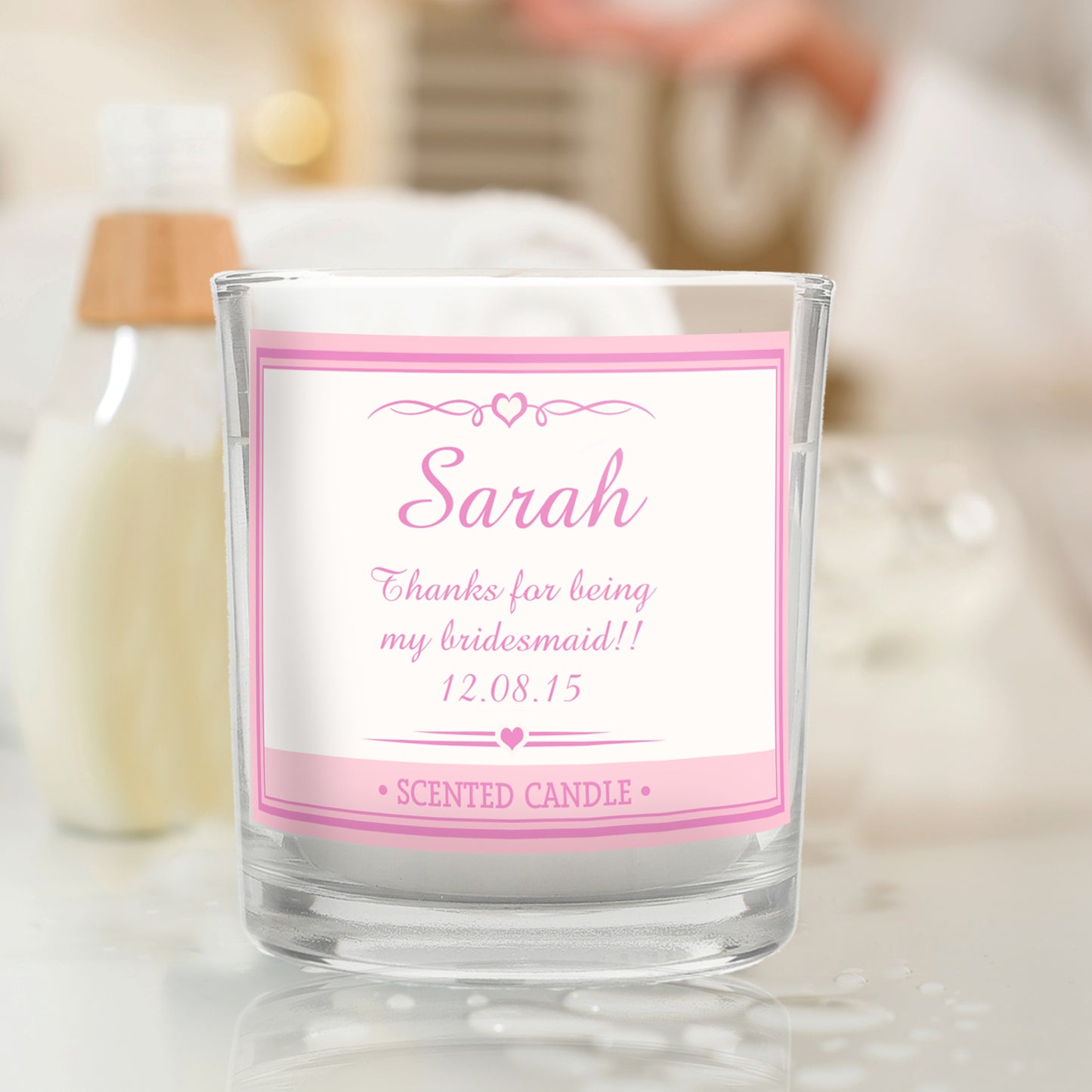 Personalised Pink Elegant Scented Jar Candle