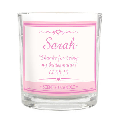 Personalised Pink Elegant Scented Jar Candle