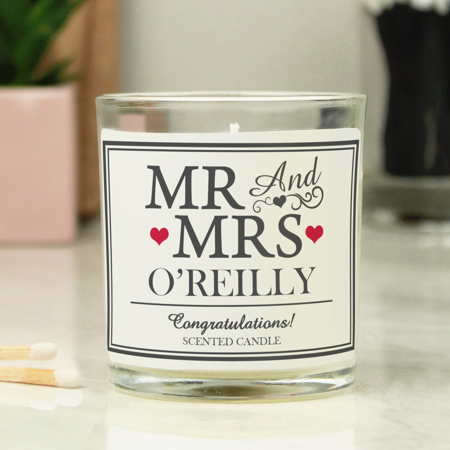 Personalised Mr & Mrs Scented Jar Candle