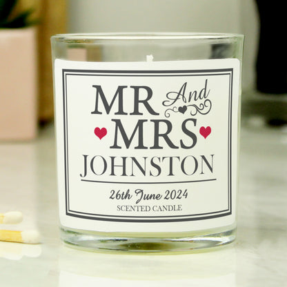 Personalised Mr & Mrs Scented Jar Candle