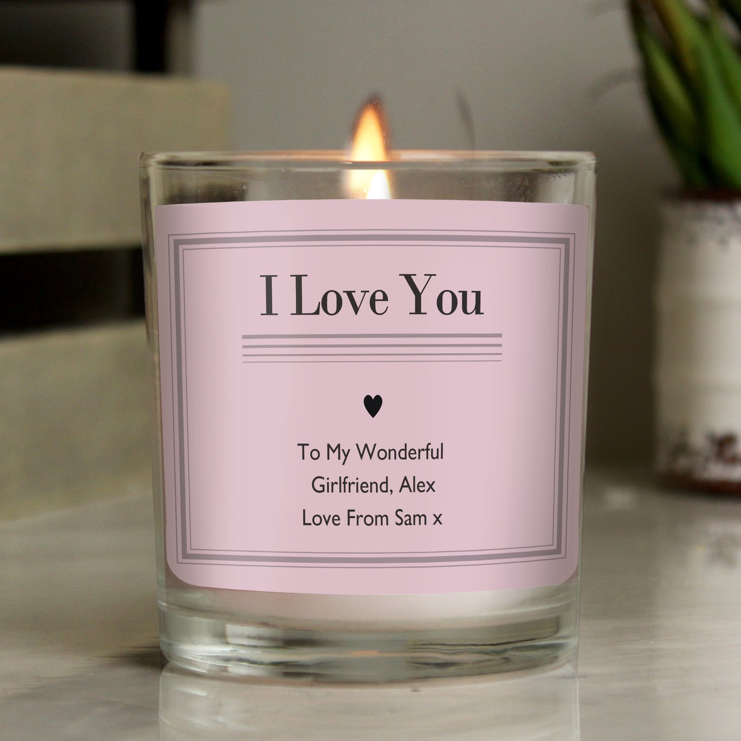 Personalised Classic Pink Scented Jar Candle