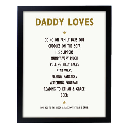 Personalised List of Love Black Framed Print