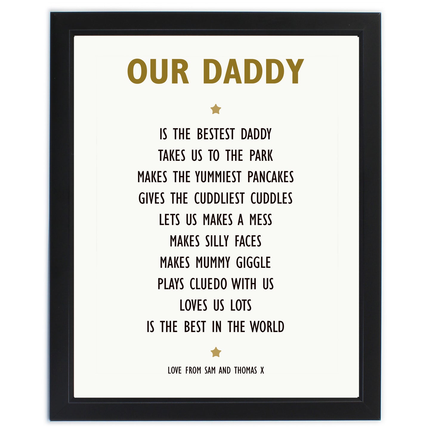 Personalised List of Love Black Framed Print