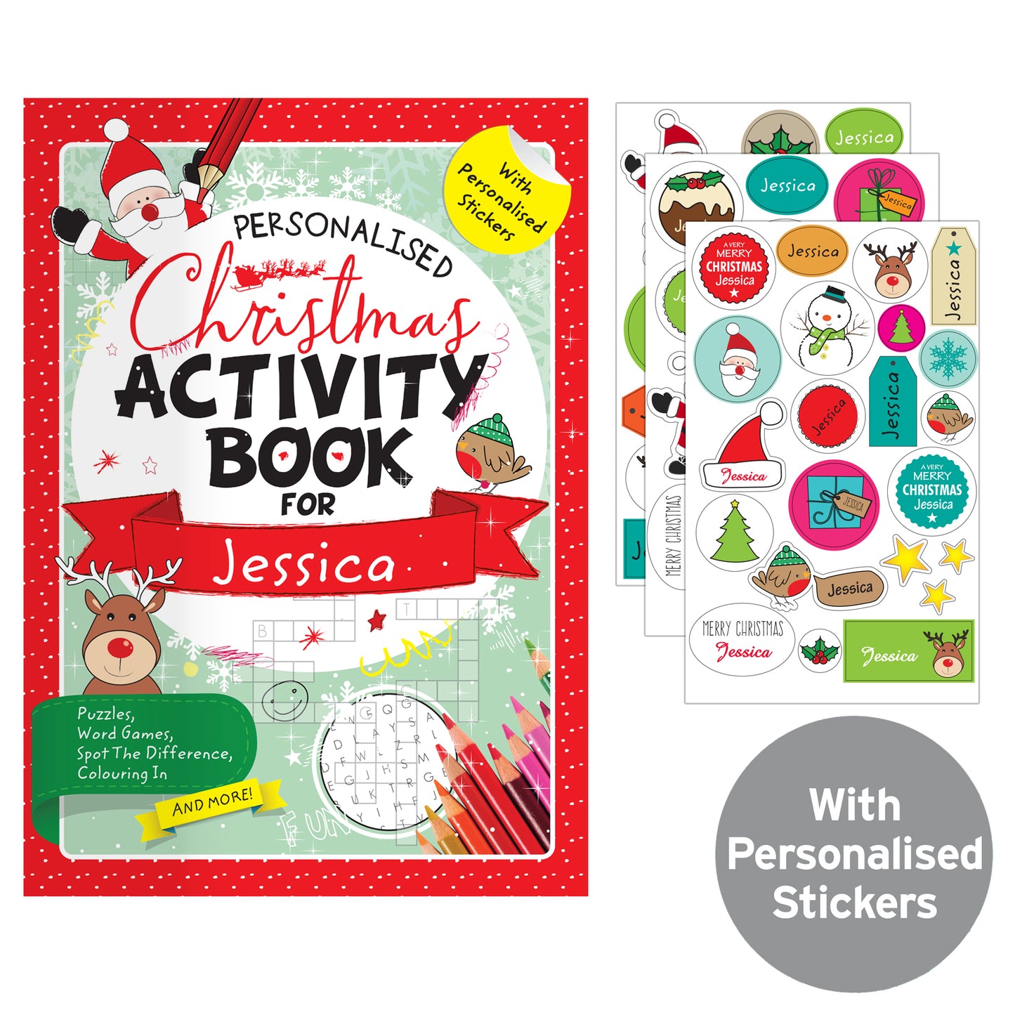 Personalised Christmas Activity Book with Stickers