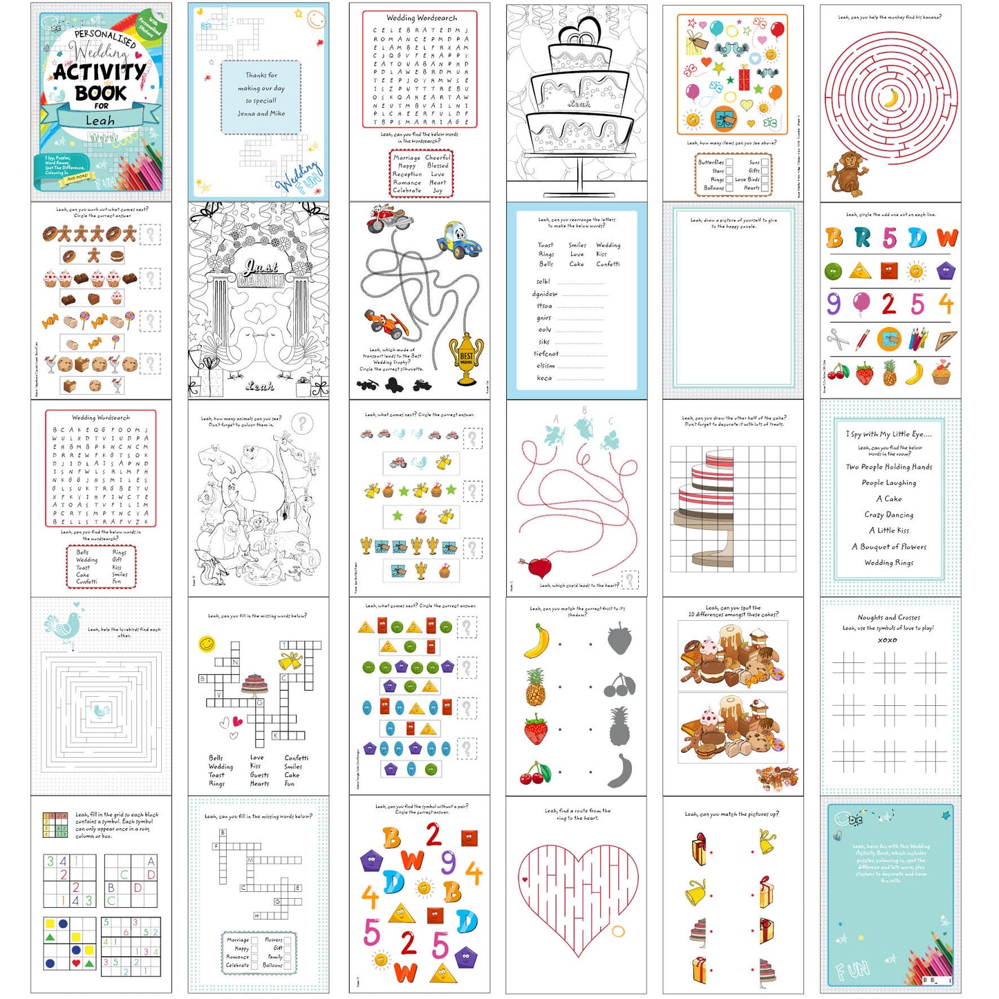 Personalised Wedding Activity Book with Stickers