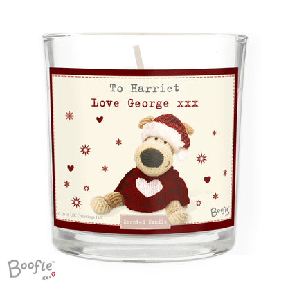 Personalised Boofle Christmas Love Scented Jar Candle