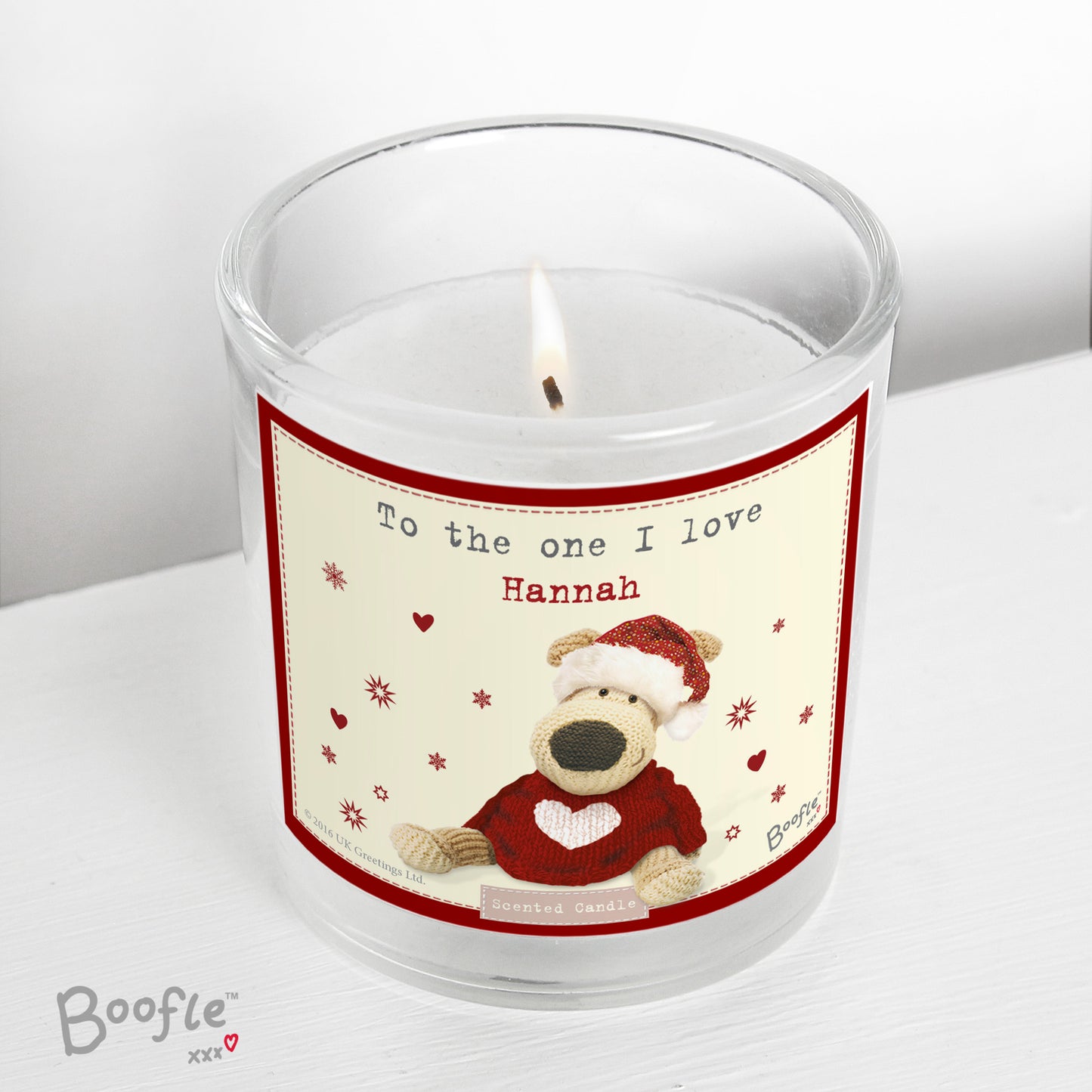 Personalised Boofle Christmas Love Scented Jar Candle