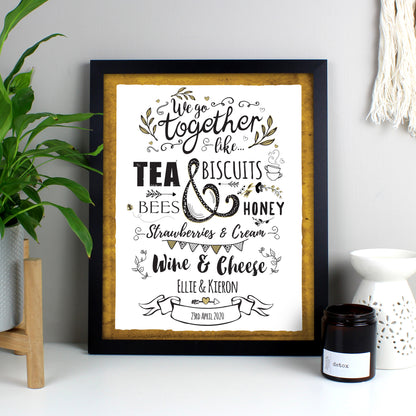 Personalised We Go Together Like... Black Framed Print