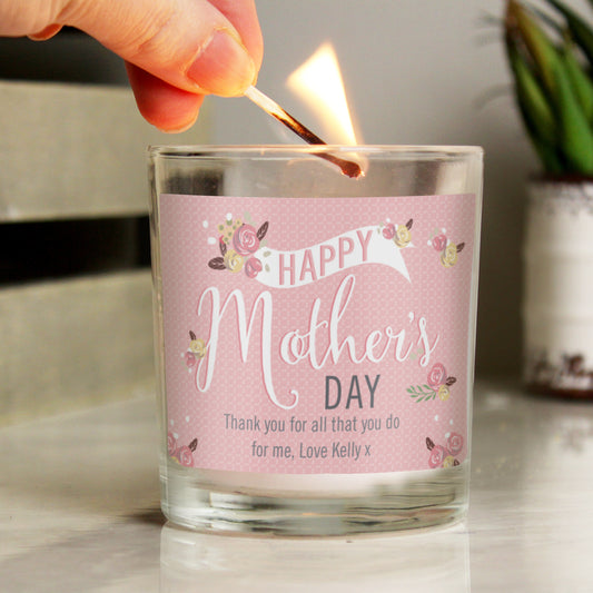 Personalised Floral Bouquet Mother's Day Scented Jar Candle