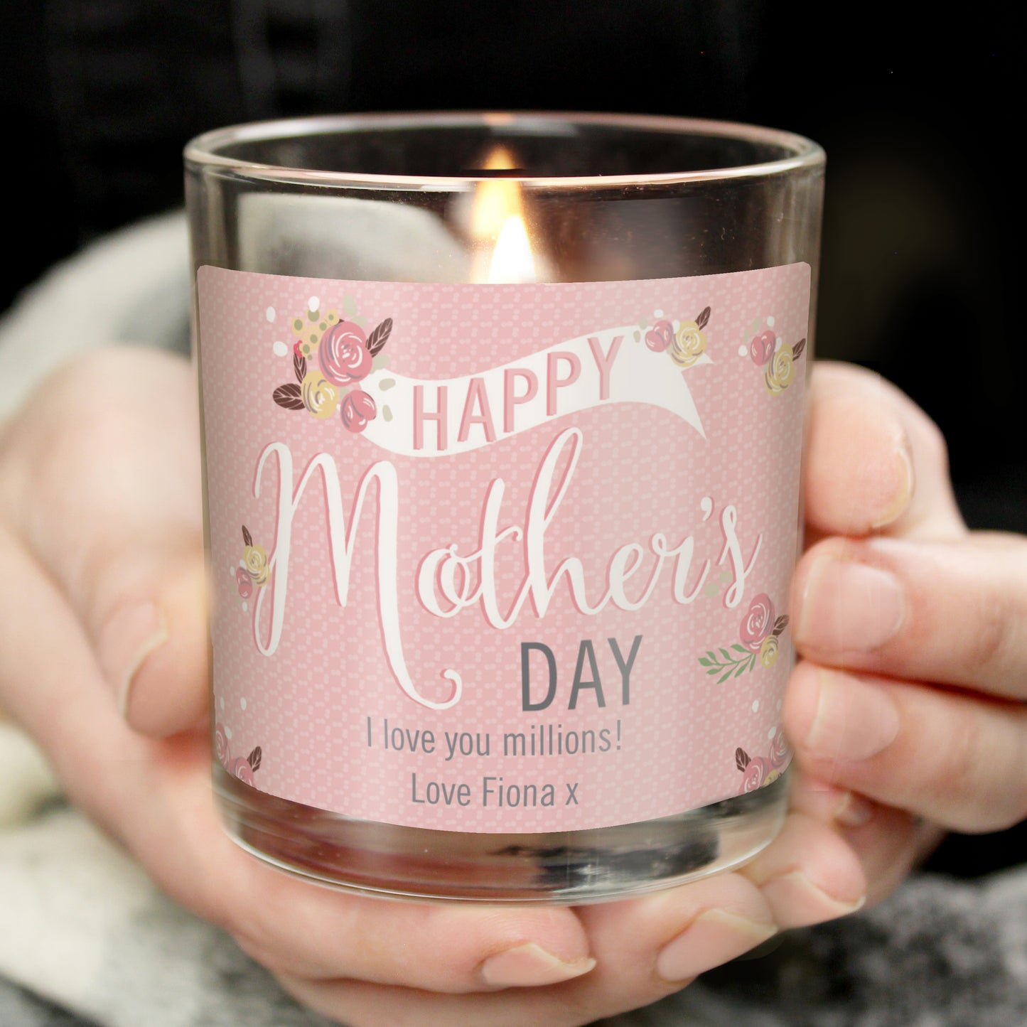 Personalised Floral Bouquet Mother's Day Scented Jar Candle