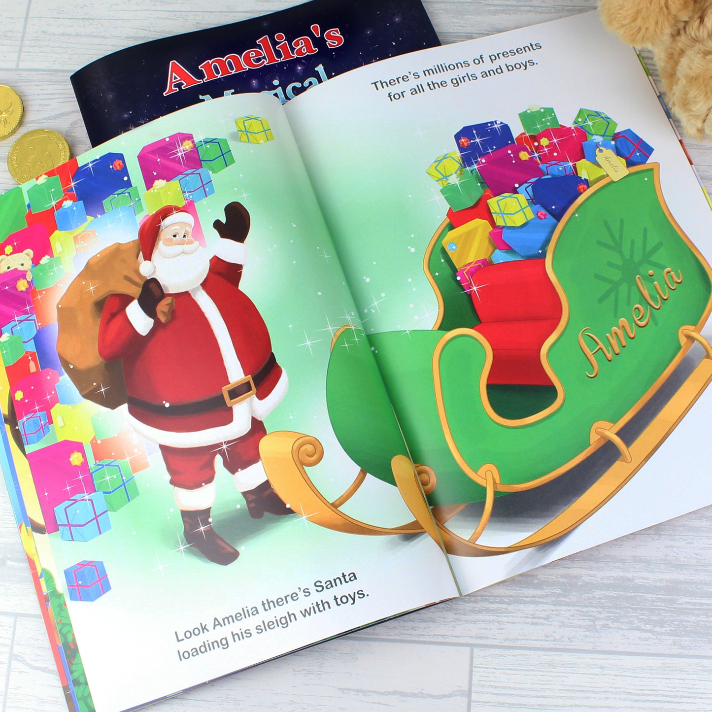 Personalised Magical Christmas Adventure Story Book and Personalised Teddy Bear