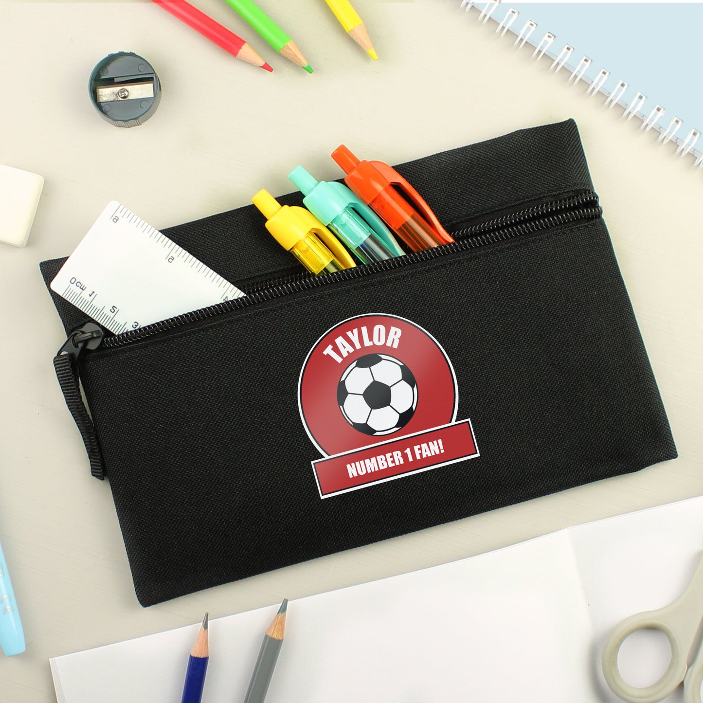 Personalised Red Football Fan Pencil Case