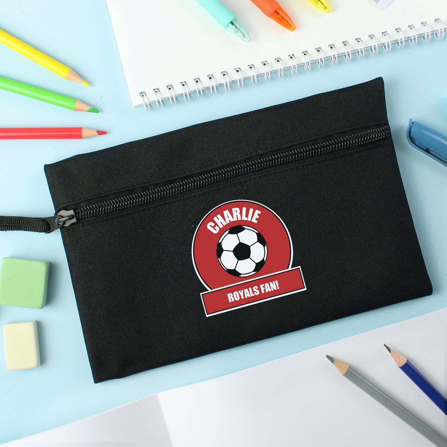 Personalised Red Football Fan Pencil Case