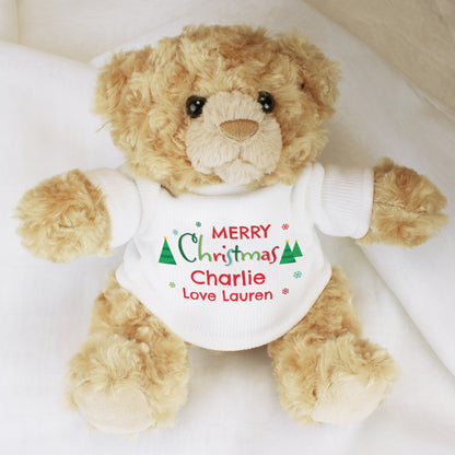 Personalised Merry Christmas Teddy Bear