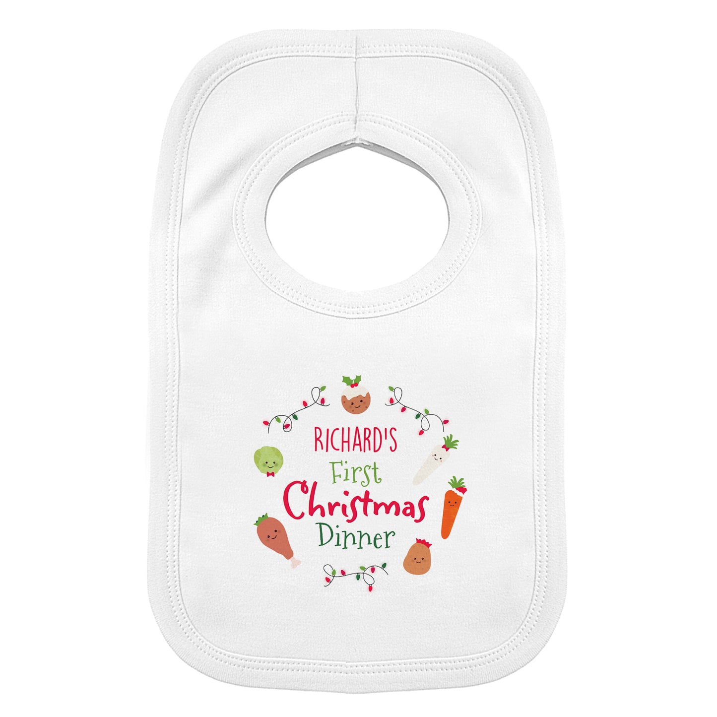 Personalised 'First Christmas Dinner' Bib