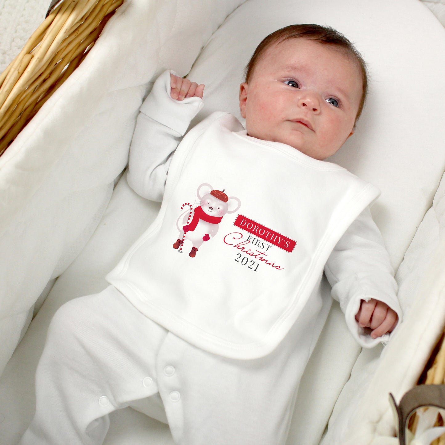 Personalised '1st Christmas' Mouse Bib