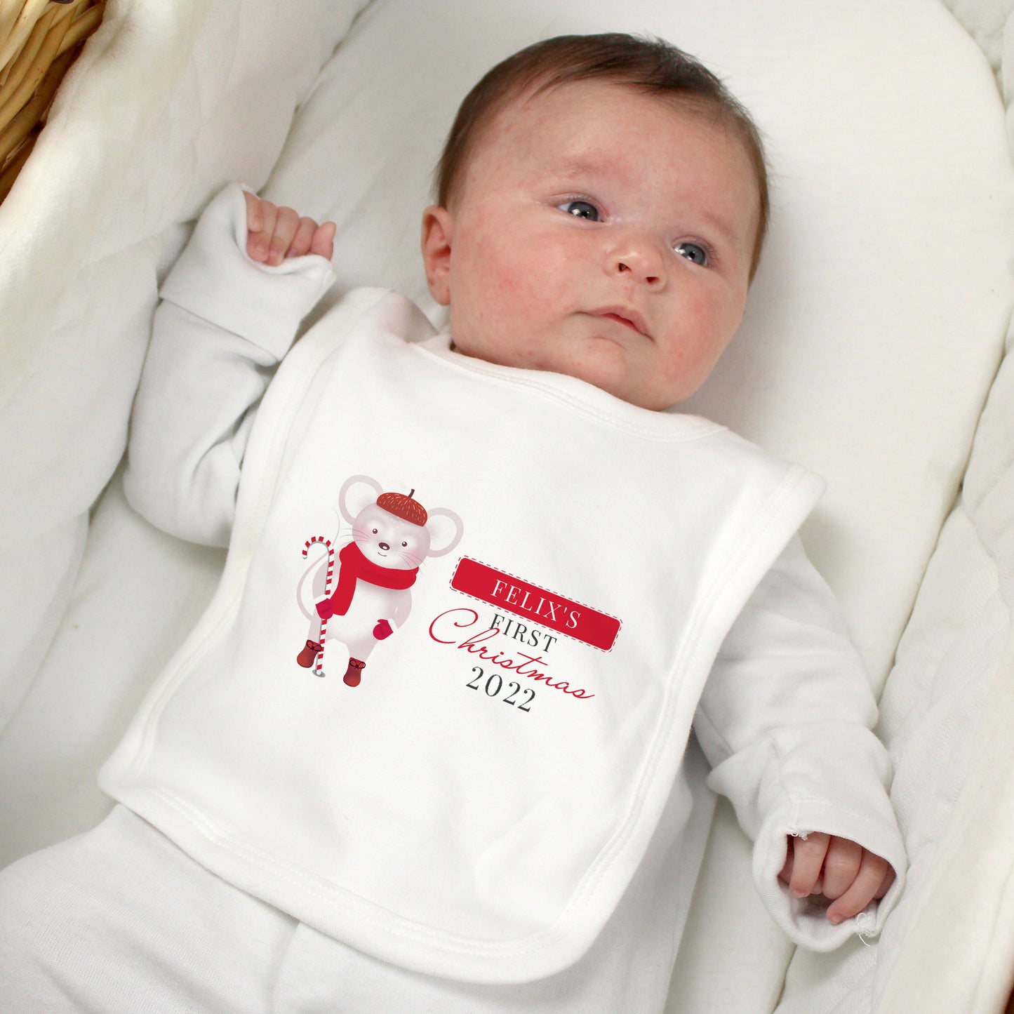 Personalised '1st Christmas' Mouse Bib