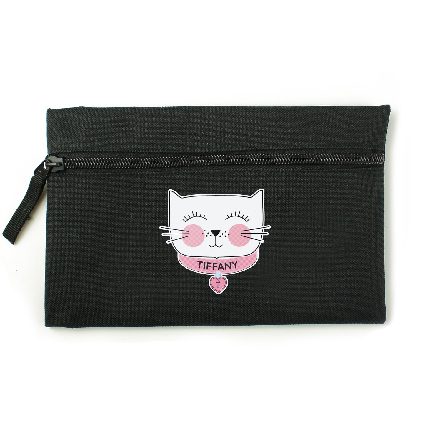 Personalised Cute Cat Black Pencil Case