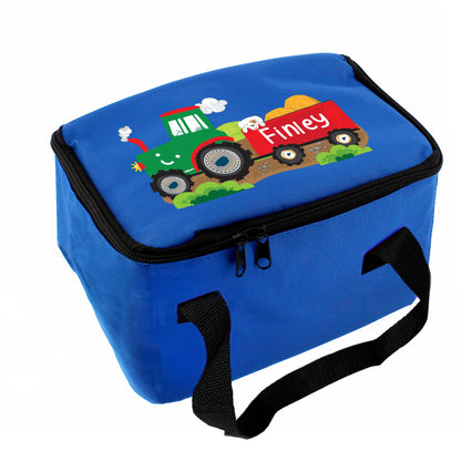 Personalised Tractor Blue Lunch Bag