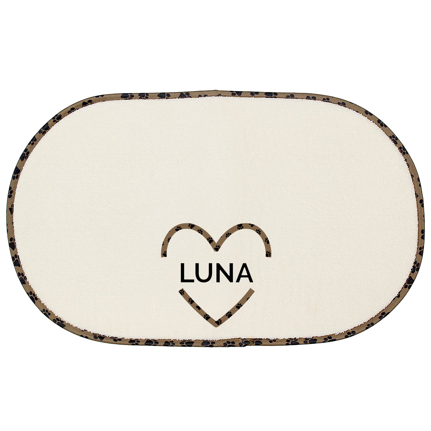 Personalised Love Heart Microfibre Pet Bowl Mat