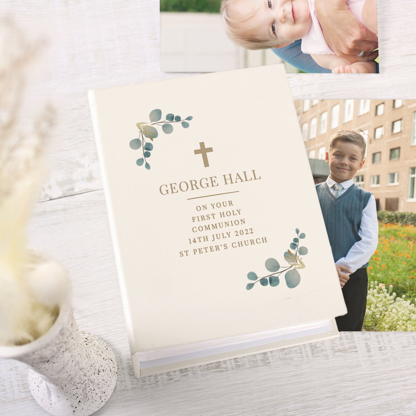 Personalised Botanical Cross 6x4 Photo Album with Sleeves