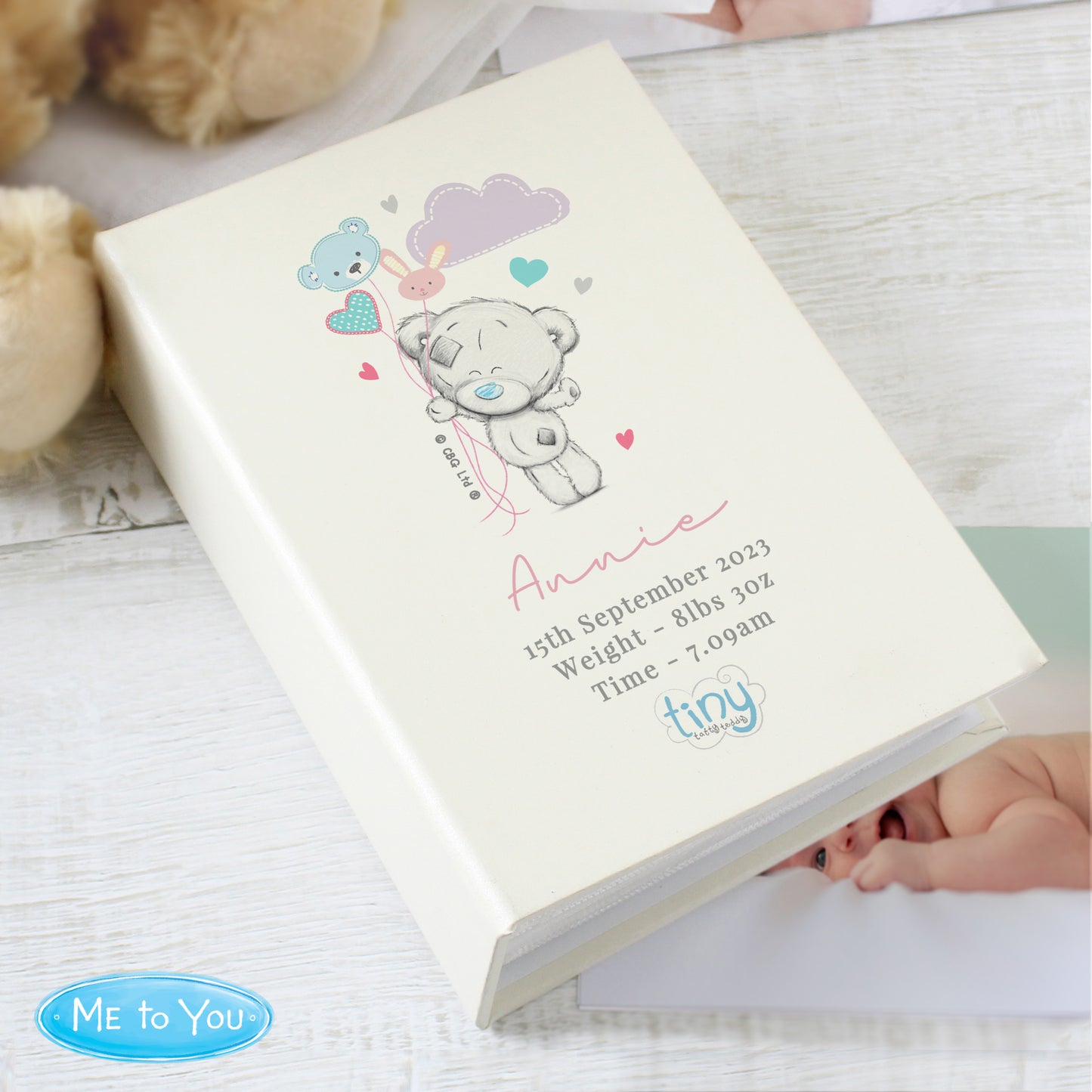 Personalised Tiny Tatty Teddy Pink 6x4 Photo Album with Sleeves