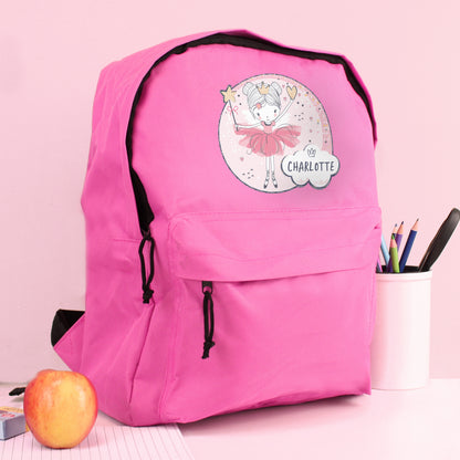 Personalised Princess Ballerina Pink Backpack