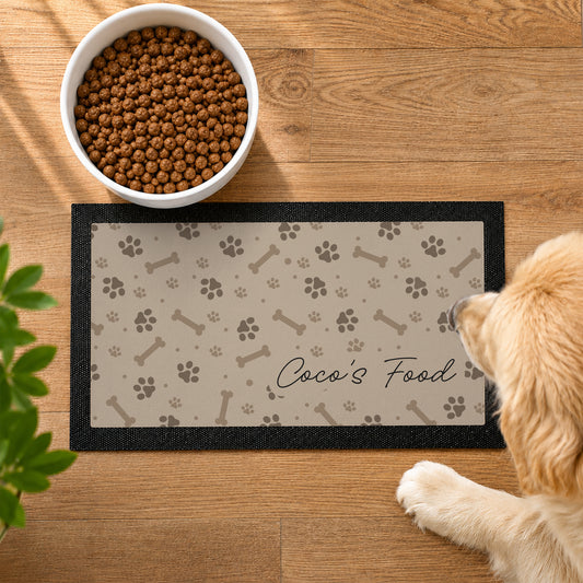 Personalised Brown Dog Icons Pet Bowl Mat